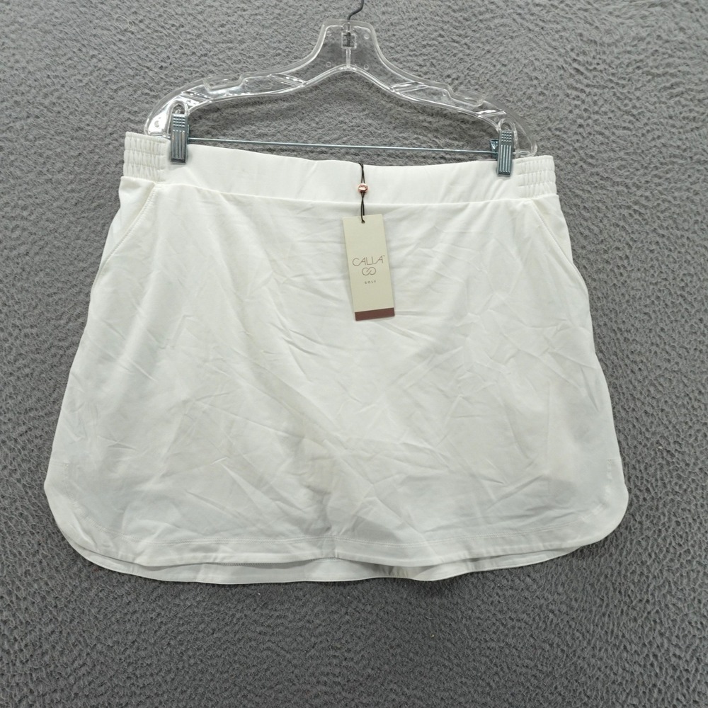 CALIA Women XL Ivory Birdie Skort Size 16 Golf Tennis Athletic Lined NEW